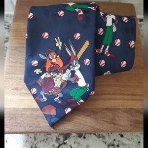 Warner Bros Blue and Red Festive Tie